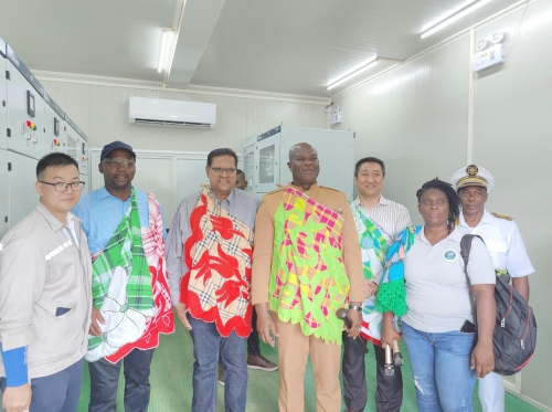 苏里南总统昌德利卡佩尔萨德·单多吉(左三),副总统龙尼·布林斯韦克